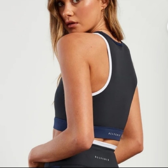 NWT Allfenix Contrast Racer Sports Bra Black/Navy Size XS - Picture 2 of 3